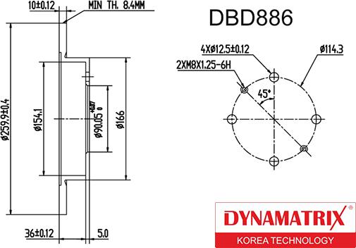 Dynamatrix DBD886 - Тормозной диск avtokuzovplus.com.ua