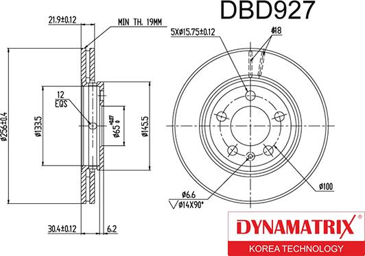 Dynamatrix DBD927 - Гальмівний диск autocars.com.ua