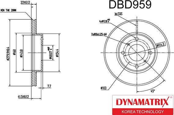 Dynamatrix DBD959 - Тормозной диск avtokuzovplus.com.ua