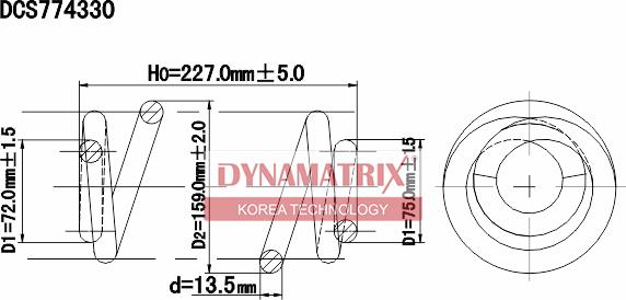 Dynamatrix DCS774330 - Пружина ходової частини autocars.com.ua