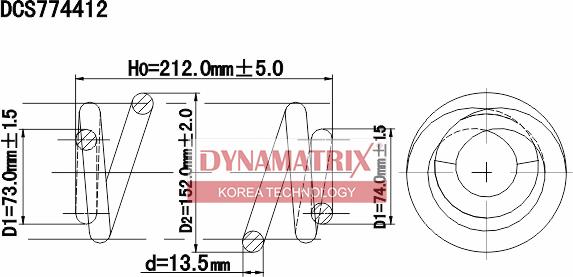 Dynamatrix DCS774412 - Пружина ходової частини autocars.com.ua