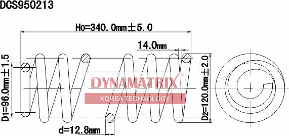 Dynamatrix DCS950213 - Пружина ходової частини autocars.com.ua