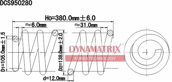 Dynamatrix DCS950280 - Пружина ходової частини autocars.com.ua