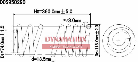 Dynamatrix DCS950290 - Пружина ходової частини autocars.com.ua