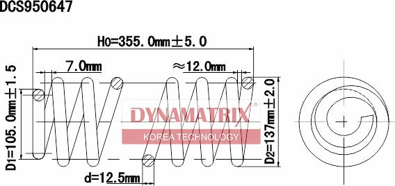 Dynamatrix DCS950647 - Пружина ходової частини autocars.com.ua