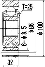 Dynamatrix DCV602006 - Шарнірний комплект, ШРУС, приводний вал autocars.com.ua