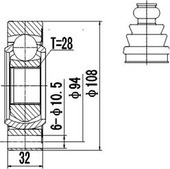 Dynamatrix DCV603001 - Шарнирный комплект, ШРУС, приводной вал avtokuzovplus.com.ua