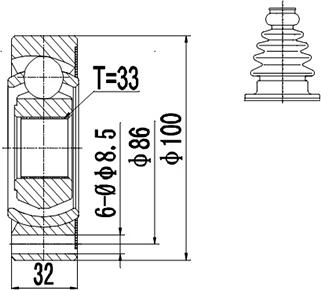 Dynamatrix DCV603014 - Шарнирный комплект, ШРУС, приводной вал avtokuzovplus.com.ua