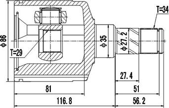 Dynamatrix DCV612003 - Шарнирный комплект, ШРУС, приводной вал autodnr.net