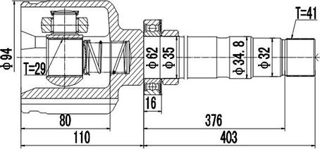 Dynamatrix DCV617020 - Шарнирный комплект, ШРУС, приводной вал autodnr.net