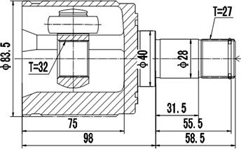 Dynamatrix DCV623009 - Шарнірний комплект, ШРУС, приводний вал autocars.com.ua