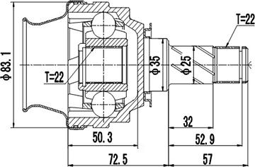 Dynamatrix DCV644004 - Шарнірний комплект, ШРУС, приводний вал autocars.com.ua