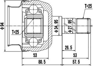 Dynamatrix DCV644008 - Шарнірний комплект, ШРУС, приводний вал autocars.com.ua