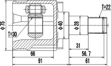 Dynamatrix DCV654003 - Шарнірний комплект, ШРУС, приводний вал autocars.com.ua