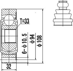 Dynamatrix DCV661001 - Шарнірний комплект, ШРУС, приводний вал autocars.com.ua