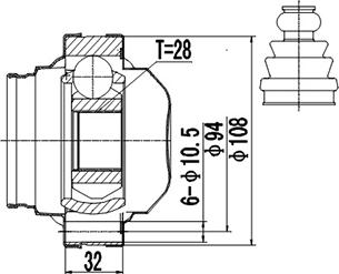 Dynamatrix DCV661002 - Шарнірний комплект, ШРУС, приводний вал autocars.com.ua