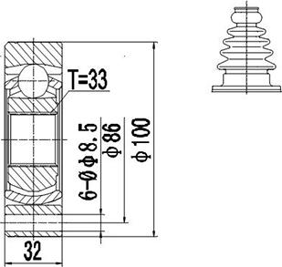 Dynamatrix DCV661003 - Шарнирный комплект, ШРУС, приводной вал autodnr.net