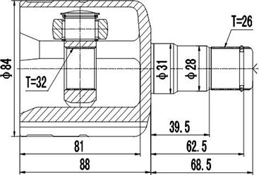 Dynamatrix DCV661011 - Шарнірний комплект, ШРУС, приводний вал autocars.com.ua