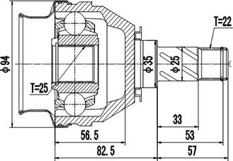 Dynamatrix DCV699026 - Шарнірний комплект, ШРУС, приводний вал autocars.com.ua