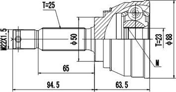 Dynamatrix DCV809002 - Шарнирный комплект, ШРУС, приводной вал autodnr.net