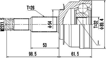 Dynamatrix DCV809005 - Шарнірний комплект, ШРУС, приводний вал autocars.com.ua