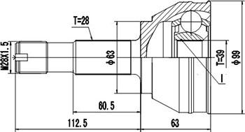 Dynamatrix DCV810012 - Шарнірний комплект, ШРУС, приводний вал autocars.com.ua