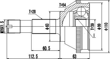 Dynamatrix DCV810013 - Шарнирный комплект, ШРУС, приводной вал avtokuzovplus.com.ua