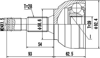 Dynamatrix DCV810098 - Шарнірний комплект, ШРУС, приводний вал autocars.com.ua