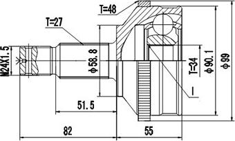 Dynamatrix DCV810059 - Шарнірний комплект, ШРУС, приводний вал autocars.com.ua