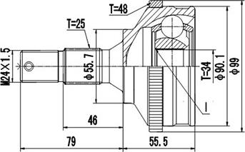 Dynamatrix DCV810086 - Шарнірний комплект, ШРУС, приводний вал autocars.com.ua