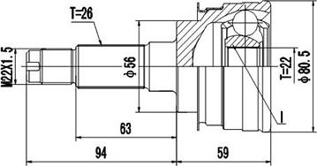 Dynamatrix DCV818034 - Шарнирный комплект, ШРУС, приводной вал autodnr.net