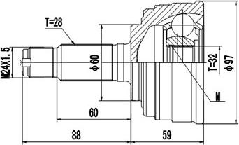 Dynamatrix DCV823013 - Шарнирный комплект, ШРУС, приводной вал autodnr.net