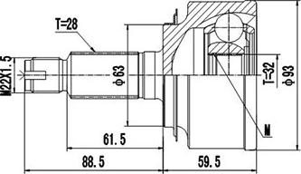 Dynamatrix DCV823034 - Шарнирный комплект, ШРУС, приводной вал avtokuzovplus.com.ua