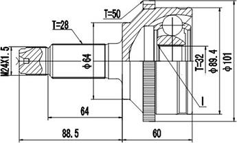 Dynamatrix DCV823036 - Шарнирный комплект, ШРУС, приводной вал avtokuzovplus.com.ua