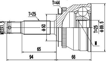 Dynamatrix DCV824038 - Шарнирный комплект, ШРУС, приводной вал avtokuzovplus.com.ua