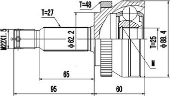 Dynamatrix DCV824090 - Шарнірний комплект, ШРУС, приводний вал autocars.com.ua