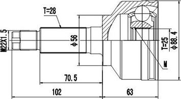 Dynamatrix DCV827014 - Шарнірний комплект, ШРУС, приводний вал autocars.com.ua