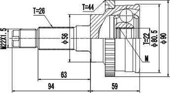 Dynamatrix DCV834006 - Шарнірний комплект, ШРУС, приводний вал autocars.com.ua