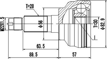 Dynamatrix DCV834010 - Шарнірний комплект, ШРУС, приводний вал autocars.com.ua