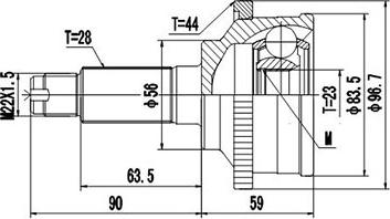 Dynamatrix DCV834013 - Шарнирный комплект, ШРУС, приводной вал avtokuzovplus.com.ua