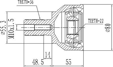 Dynamatrix DCV834015 - Шарнирный комплект, ШРУС, приводной вал avtokuzovplus.com.ua