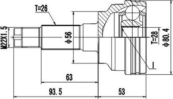 Dynamatrix DCV834026 - Шарнірний комплект, ШРУС, приводний вал autocars.com.ua