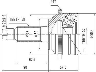 Dynamatrix DCV834084 - Шарнірний комплект, ШРУС, приводний вал autocars.com.ua