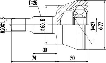 Dynamatrix DCV835026 - Шарнирный комплект, ШРУС, приводной вал autodnr.net