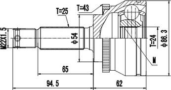 Dynamatrix DCV839020 - Шарнірний комплект, ШРУС, приводний вал autocars.com.ua