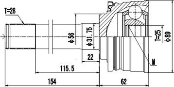 Dynamatrix DCV839027 - Шарнірний комплект, ШРУС, приводний вал autocars.com.ua