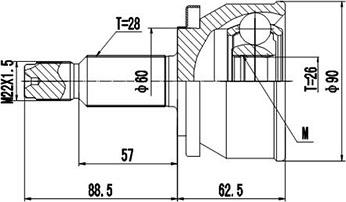 Dynamatrix DCV839134 - Шарнірний комплект, ШРУС, приводний вал autocars.com.ua