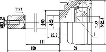 Dynamatrix DCV841025 - Шарнирный комплект, ШРУС, приводной вал avtokuzovplus.com.ua