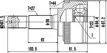 Dynamatrix DCV841030 - Шарнирный комплект, ШРУС, приводной вал avtokuzovplus.com.ua