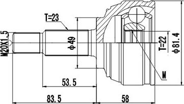 Dynamatrix DCV841047 - Шарнирный комплект, ШРУС, приводной вал avtokuzovplus.com.ua